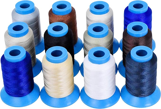 Mandala Crafts Bonded Nylon Thread 12 Assorted Neutral Colors Heavy Duty Sewing by MandalaCrafts
