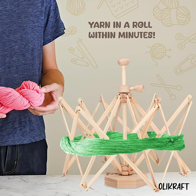 Olikraft Wooden Yarn Swift | Lightweight Reverse Yarn Umbrella Swifts | Ball - Image 6