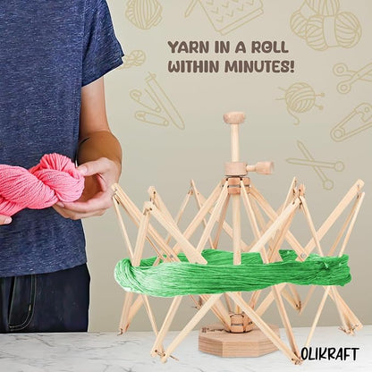 Olikraft Wooden Yarn Swift | Lightweight Reverse Yarn Umbrella Swifts | Ball - Image 6