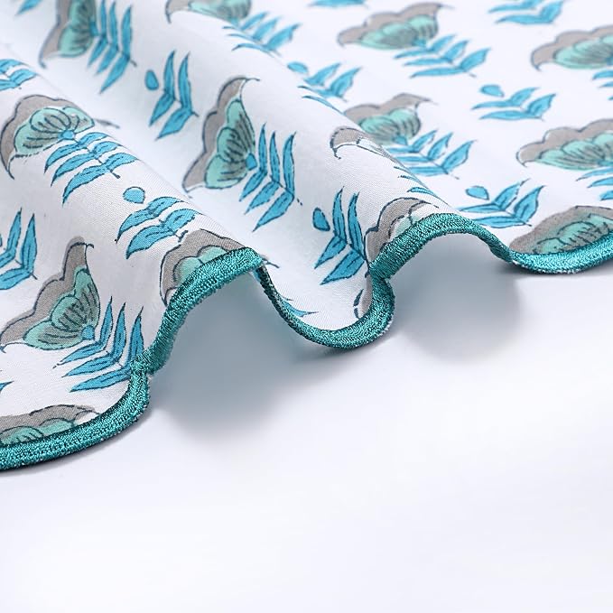 Ridhi Aquamarine Blue Hand Block Print Napkins 18" x 18" Set of 4 Reusable - Image 9