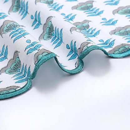 Ridhi Aquamarine Blue Hand Block Print Napkins 18" x 18" Set of 4 Reusable - Image 9