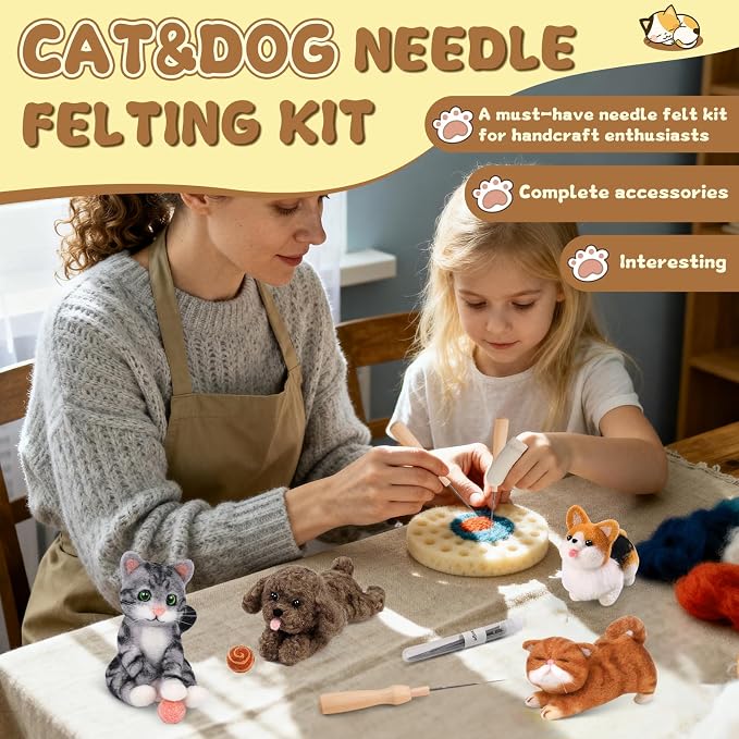 Mayboos 12 Pcs Needle Felting Kit, Animal Needle Felting Beginner Kits Wool - Image 7