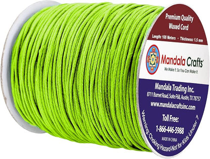 Mandala Crafts 1.5mm 109 Yards Yellow Green Cotton Waxed Cord - Image 2
