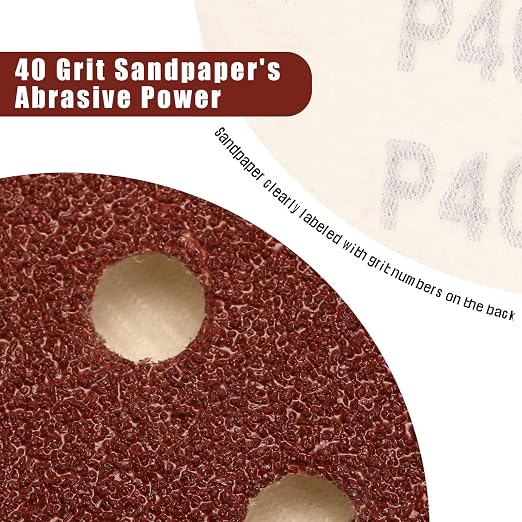 40 Grit 5 Inch Sanding Discs Hook and Loop Sandpaper - Image 2