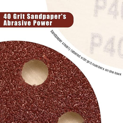 40 Grit 5 Inch Sanding Discs Hook and Loop Sandpaper - Image 2