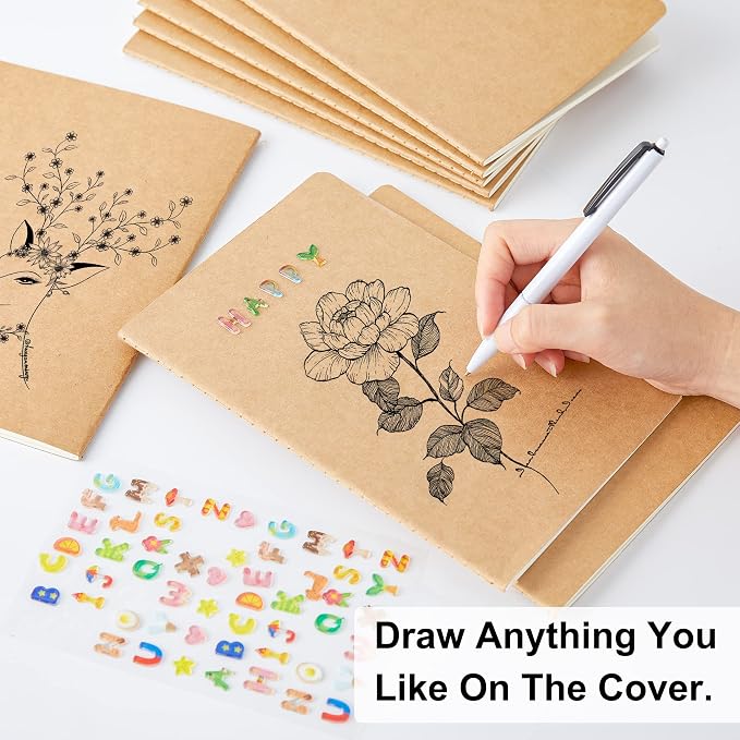 feela 15 Pack Blank Kraft Notebooks, Unlined Sketchbook Note Pad Travel Journal - Image 3