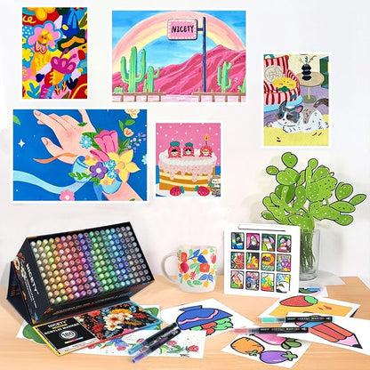 NICETY 180 Acrylic Paint Markers, Acrylic Paint Pens Brush Tip - Image 6
