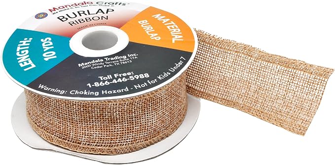 Mandala Crafts Natural Burlap Ribbon 1.5 Inches Wide Jute Ribbons - Image 4