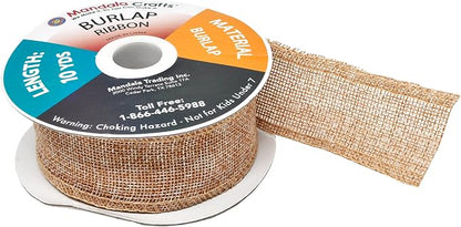 Mandala Crafts Natural Burlap Ribbon 1.5 Inches Wide Jute Ribbons - Image 4