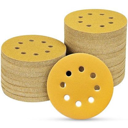 100PCS 5 Inch 8 Hole Sanding Discs 240 Grit by POTUINOM