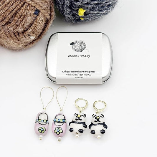 Knitting and Crochet Stitch Markers 4 PCS in One Case, 2 Pink Shoes Closed by Unknown