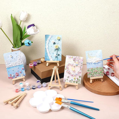 100 Pcs Mini Wood Display Easel Stands 5 Inch Small Wooden Canvas Easels - Image 3