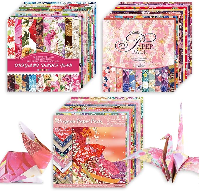 Origami 6x6 Paper Kit 150 Sheets 150 Vivid Colors Double Sided Same Printed by Wanshui