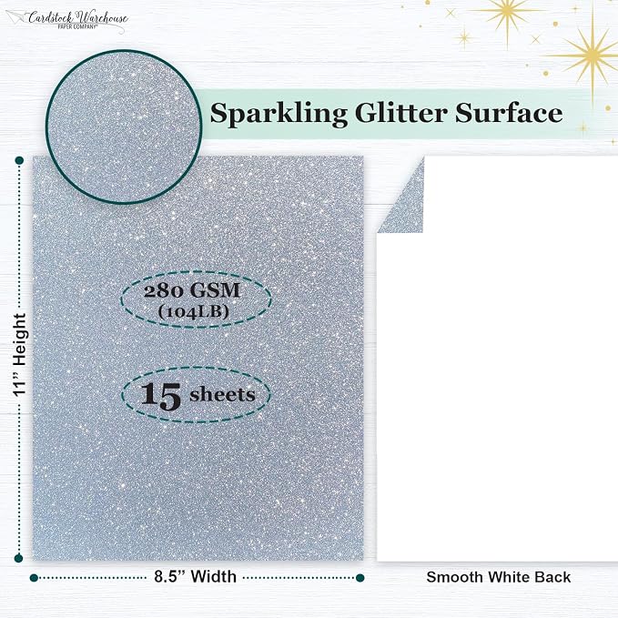 Cardstock Warehouse Diamond Print Inkjet Glitter-Premium Silver Glitter - Image 2