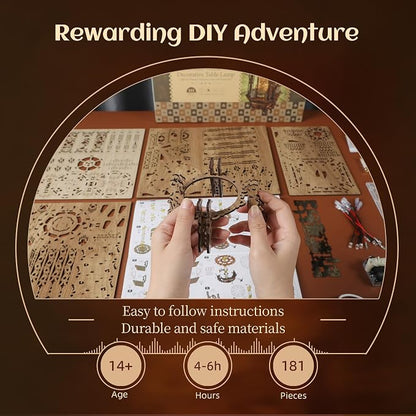 LED 3D Wood Puzzle Poker World Projector Lamp – DIY Craft Kit - Image 4