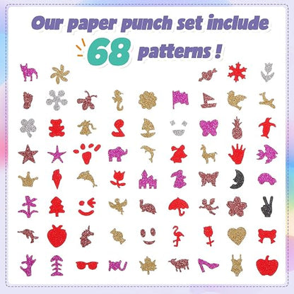 Geyee 68 Pieces Scrapbook Paper Punch Hole Punches Shape Mini Gift Card Punch - Image 2