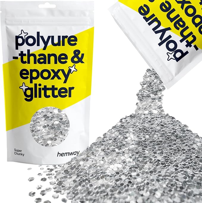 Hemway Glitter for Resin 100g Silver Metallic Crystals for Epoxy Craft Super by Hemway