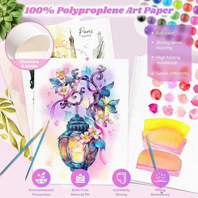 180 Sheets Watercolor Paper, 140lb/300gsm Artist Drawing Coloring Supplies - Image 3
