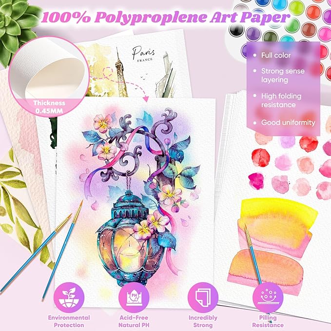 128 Sheets Watercolor Paper, Art Supplies - Image 3