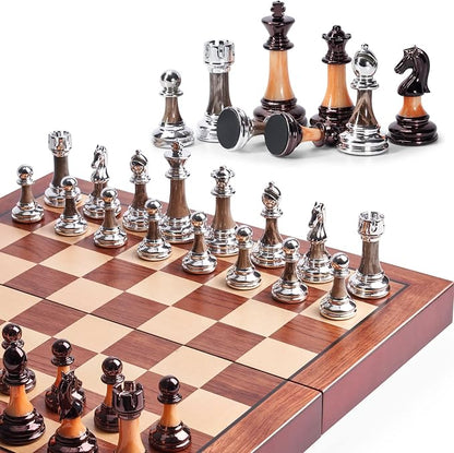 VAMSLOVE Chess Set Large 16''/42cm Folding Wooden Board by VAMSLOVE