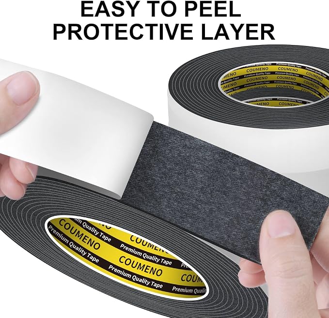 EVA Single-Sided Adhesive Black Foam Tape, 1.18inx16.4FT Single-Sided Sealing - Image 6