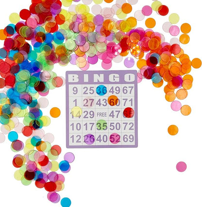 500 Pcs of 3/4 inch Transparent 8 Color Clear Bingo Counting Chips Plastic - Image 6
