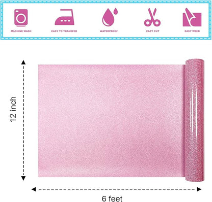 Rouge Powder Glitter HTV Heat Transfer Vinyl 12" x6FT Glitter Vinyl - Image 2