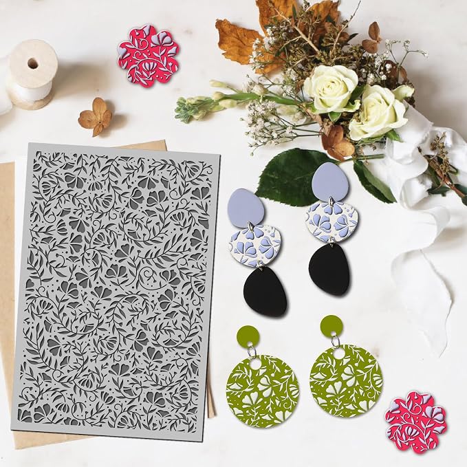 Arbuya Swirls Flowers Blossom Polymer Clay Texture Mat - Image 4