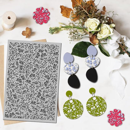 Arbuya Swirls Flowers Blossom Polymer Clay Texture Mat - Image 4