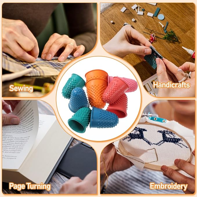 10 Pcs Thumb Thimble for Sewing, 5 Sizes Rubber Finger Thimbles, Reusable - Image 5