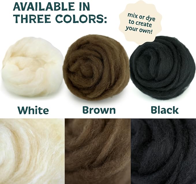 Woolbuddy Needle Felting Wool – 8oz Chunky Wool Roving in Brown, Felting Wool - Image 3