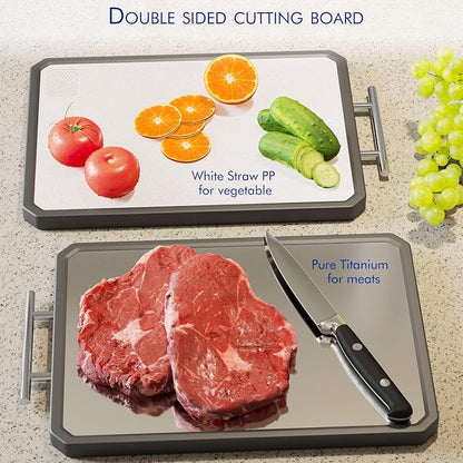 Titanium Cutting Boards for Kitchen, Large 16x11 Inch Pure Titanium and Wheat - Image 2
