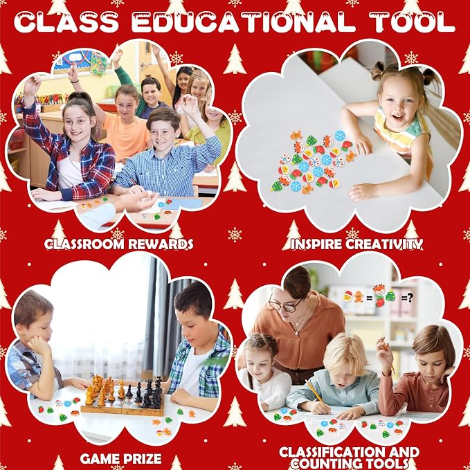42 pcs Christmas Erasers for Kids Bulk Large Cute Snowflake Christmas Tree - Image 4