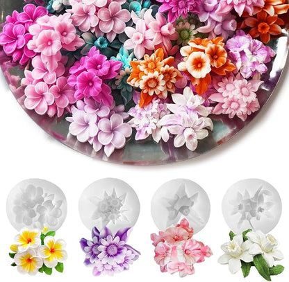 4PCS Flower Silicone Mold 3D Cute Flower Resin Candle Molds by JDHSilicone