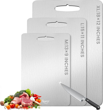 3 Pack Titanium Cutting Board-100% Pure Titanium Cutting Boards by TESFLY