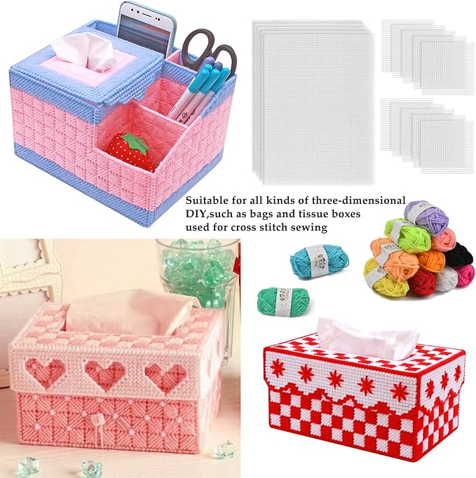 BUYGOO 39Pcs Mesh Plastic Canvas Sheets Kit Including 15 Pieces Clear Plastic - Image 5
