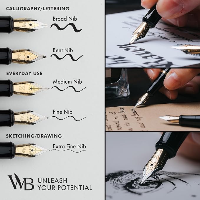 Wordsworth & Black Fountain Pen Set, Medium Nib, Includes 6 Ink Cartridges and - Image 5