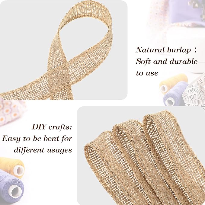 20 Yard 1 Inches Burlap Ribbon Wide Jute Ribbon Natural Burlap Fabric Roll - Image 4