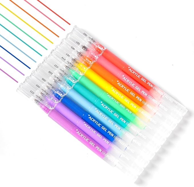 ROSYMENG 10 Colors Acrylic Gel Pens Set, Big-Capacity Ink Acrylic Paint Pen - Image 3