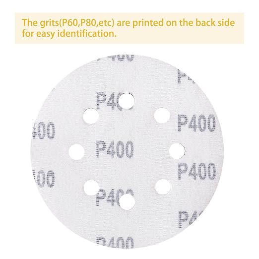 150PCS 400 Grit Gold Sanding Discs, 5-Inch 8-Hole Sandpaper - Image 5