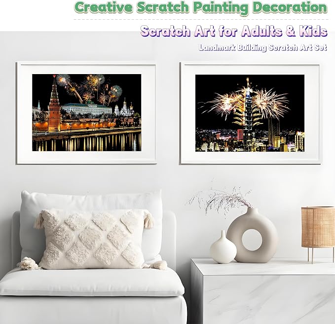 Scratch Art Painting Kit for Adults-8 Sheets A4 Rainbow Scratch Painting Paper - Image 7