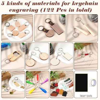 Tondiamo 122 Pcs Laser Engraving Blanks Keychains Bulk Laser Cutting Engraving - Image 3
