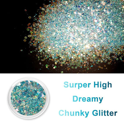Renfio Opal Chunky Glitter, 1.75oz/50g Blue High Sparkle - Image 2