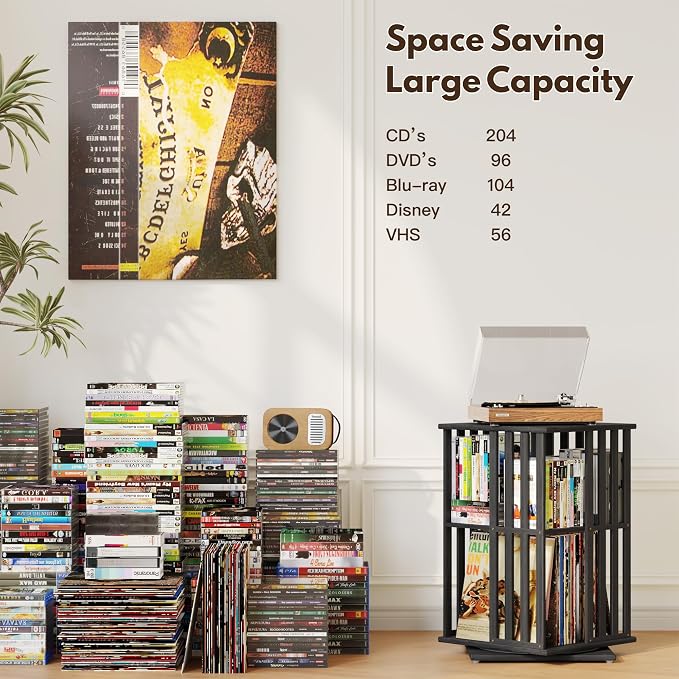 XIMN 360° Rotating Bamboo CD/DVD Shelf - Image 6