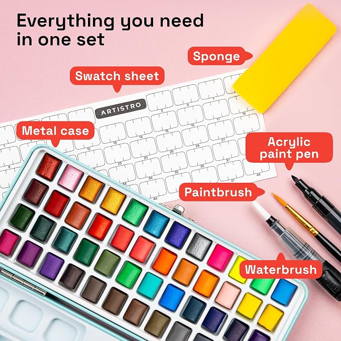 ARTISTRO Watercolor Paint Set Portable, Palette Set - Image 2
