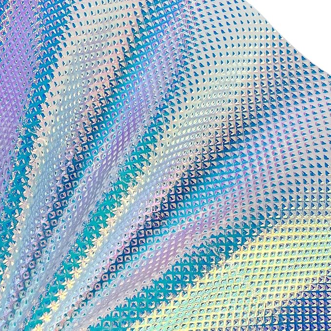 ONEART | Iridescent Transparent Embossed Vinyl Holographic Blue Clear PVC Vinyl - Image 3