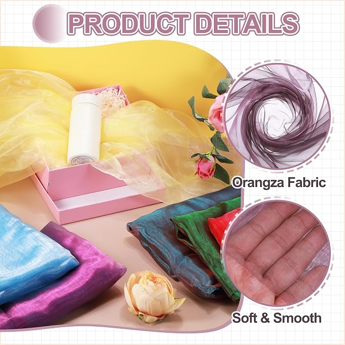 MECCANIXITY Iridescent Sheer Organza Fabric, 10 Yards x 59 Inches Solid - Image 3