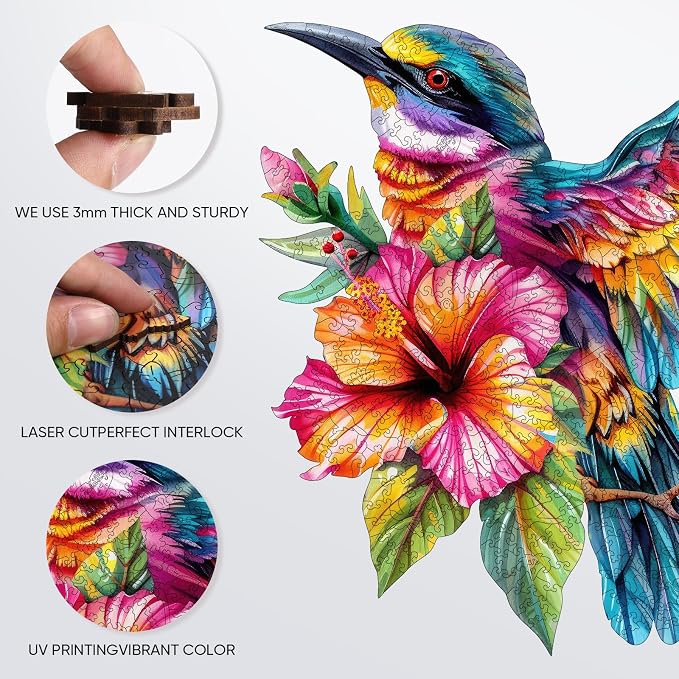 Wooden Jigsaw Puzzles -Hummingbird Wooden Puzzles - Image 2
