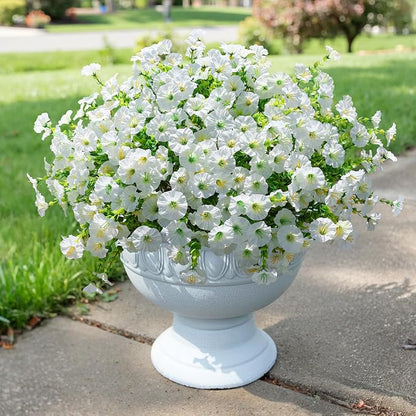 Artificial Flowers Fake Plants for Outdoors Decoration, 12 Bundles White Silk - Image 8