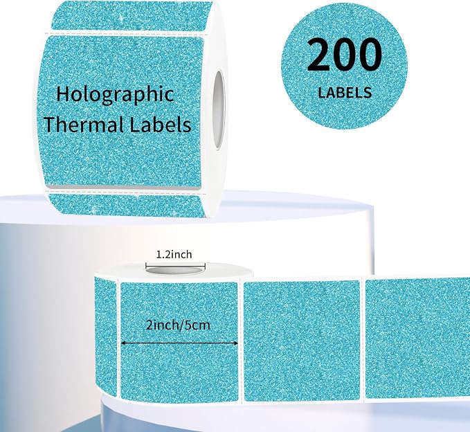 Holographic Thermal Labels Stickers 2" x 2", Square Thermal Stickers Labels - Image 2